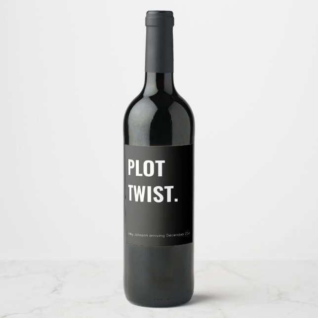 Étiquette Pour Bouteilles De Vin Faire-part de grossesse inattendu simple (Devant)