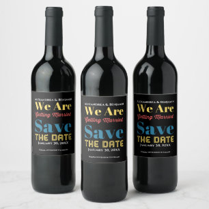 Étiquette Pour Bouteilles De Vin Faire suivre la date d'invitation de mariage moder