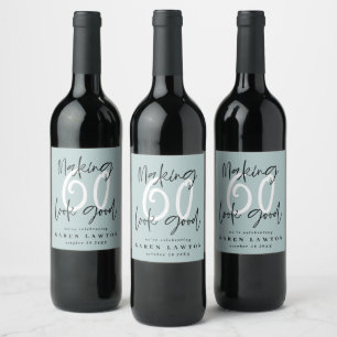 Étiquette Pour Bouteilles De Vin Faisant à sembler 60 la bonne célébration color