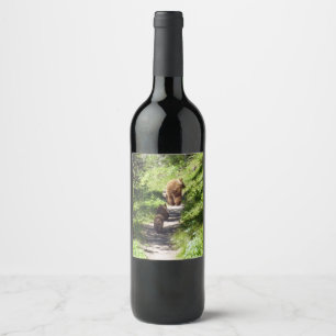Étiquette Pour Bouteilles De Vin Famille d'ours brun