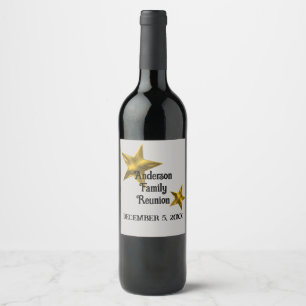 Étiquette Pour Bouteilles De Vin Famille Réunion Faire-part Gold Star Réserve Date