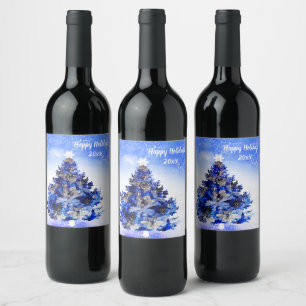 Étiquette Pour Bouteilles De Vin Family Custom Christmas Tree Bouteilles à vin