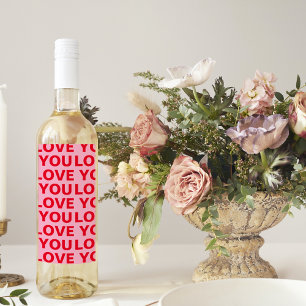 Étiquette Pour Bouteilles De Vin Fancy Romantic Rouge & Rose Amour Vous Motif
