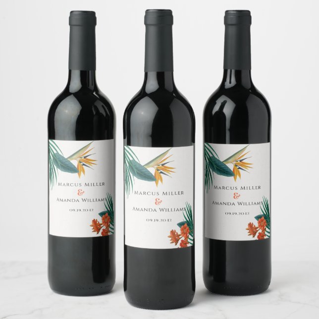 Étiquette Pour Bouteilles De Vin Fancy Tropical Mariage (Bouteilles)
