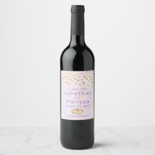 Étiquette Pour Bouteilles De Vin Faux Gold Confetti sur Purple Watercolor Mariage