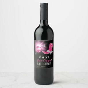 Étiquette Pour Bouteilles De Vin Faux Parties scintillant Disco Rose Cowgirl Bachel