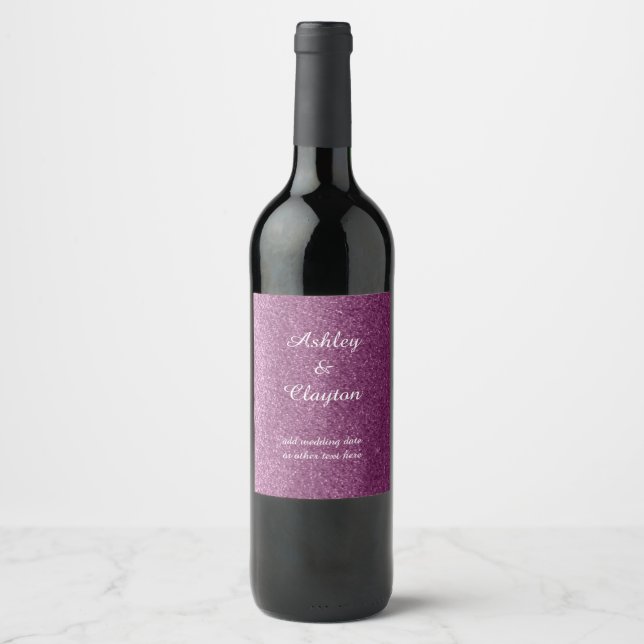 Étiquette Pour Bouteilles De Vin Faux Parties scintillant Purple Elégance (Devant)