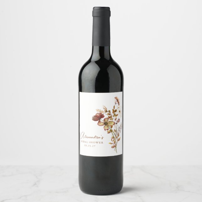 Étiquette Pour Bouteilles De Vin Faveur de douche de mariée personnalisée Bohème Fl (Devant)
