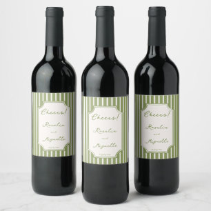 Étiquette Pour Bouteilles De Vin Faveurs de mariage personnalisées rayures vintage 