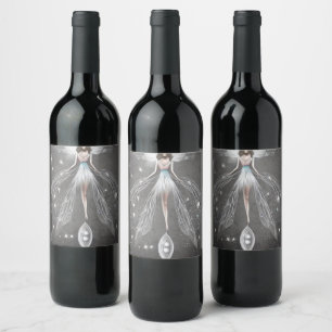 Étiquette Pour Bouteilles De Vin Fée de robe blanche peinte surréaliste
