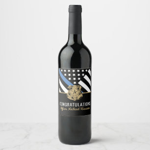 Étiquette Pour Bouteilles De Vin Félicitations à la Police Blue Line Flag