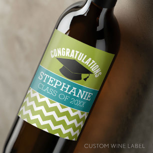 Étiquette Pour Bouteilles De Vin Félicitations Diplômé - Casquette et nom