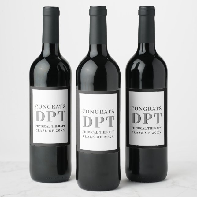 Étiquette Pour Bouteilles De Vin Félicitations DPT Thérapie physique Classe de 20XX (Bouteilles)