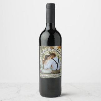 Étiquette Pour Bouteilles De Vin FÉLICITATIONS Texte superposé GRIS Étiquette de vi