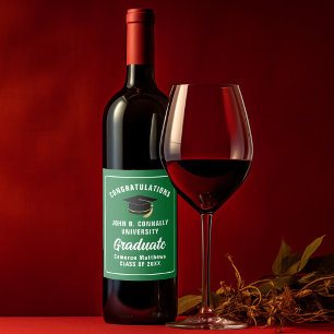 Étiquette Pour Bouteilles De Vin Félicitations vertes pour une fête de remise de di