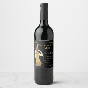 Étiquette Pour Bouteilles De Vin Femme afro-américaine des années folles en or