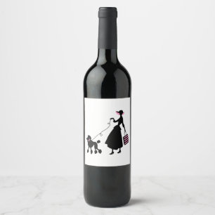 Étiquette Pour Bouteilles De Vin Femme et caniche