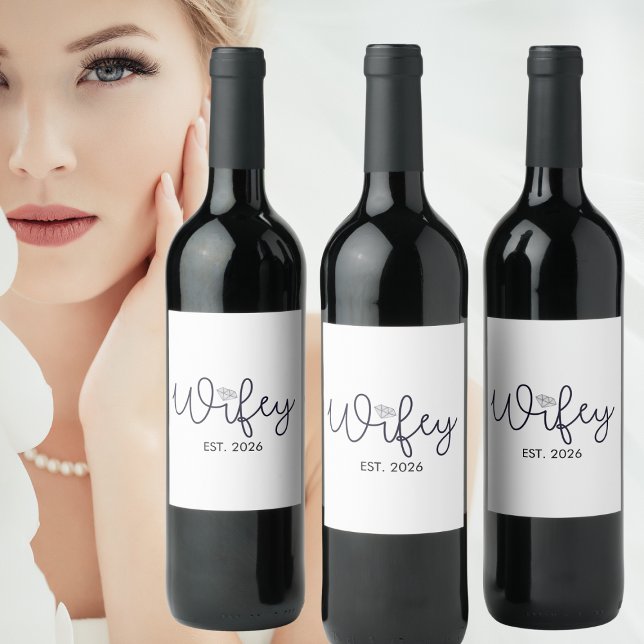 Étiquette Pour Bouteilles De Vin Femme moderne avec accent diamant année EST (Créateur téléchargé)