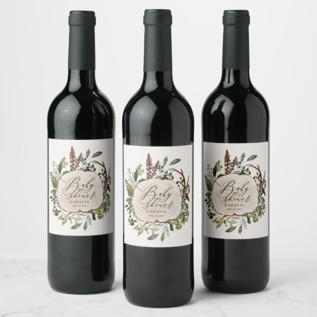Étiquette Pour Bouteilles De Vin Ferme rustique grange baby shower botanique (Bouteilles)