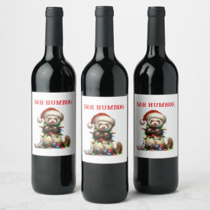 Étiquette Pour Bouteilles De Vin Ferret de Noël pour le malheur