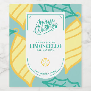 Étiquette Pour Bouteilles De Vin Festif Limoncello Étiquette de vin de Noël