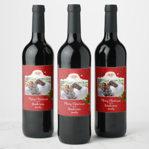 Étiquette Pour Bouteilles De Vin Festive Cheeky Père Noël - Photo personnalisée 