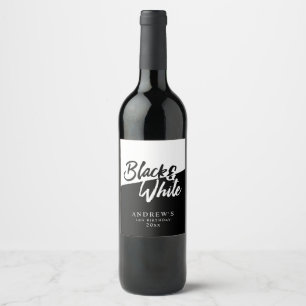 Étiquette Pour Bouteilles De Vin Fête à thème blanc et noir chic