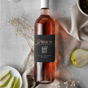 Étiquette Pour Bouteilles De Vin Fête d'anniversaire 50 ans Whiskey Vieilli à la Pe