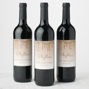 Étiquette Pour Bouteilles De Vin Fête d'anniversaire de 80 ans Glam Gold Glitter Dr