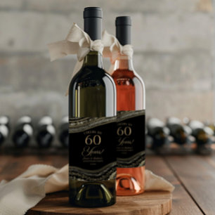 Étiquette Pour Bouteilles De Vin Fête d'anniversaire de mariage de 60 ans en Agate 