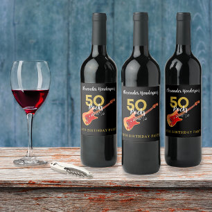 Étiquette Pour Bouteilles De Vin Fête d'anniversaire des 50 ans du Rock and Roll