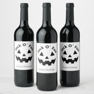 Étiquette Pour Bouteilles De Vin Fête d'anniversaire d'Halloween Jack O’Fun Citro