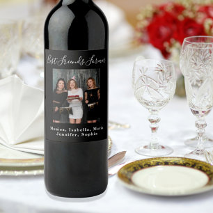 Étiquette Pour Bouteilles De Vin Fête d'anniversaire photo personnalisée amis pour