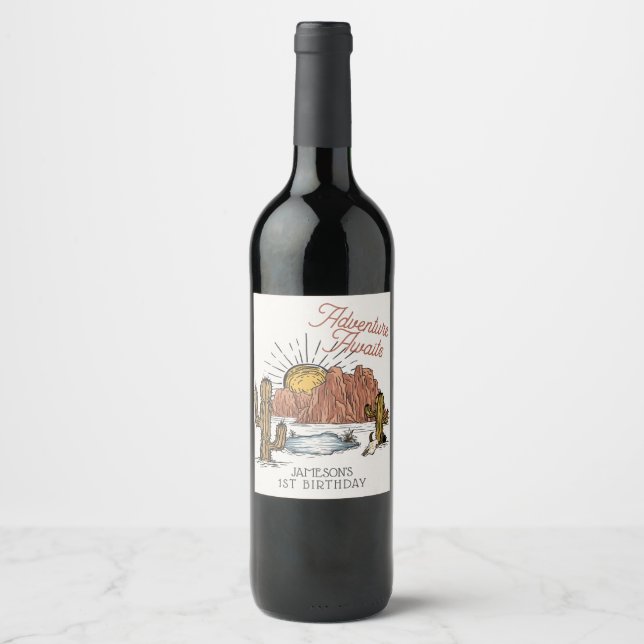 Étiquette Pour Bouteilles De Vin Fête d'anniversaire Wild West Rodeo (Devant)