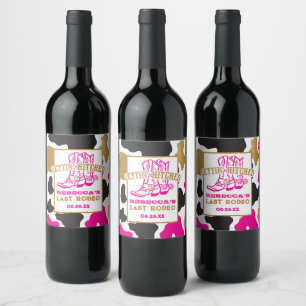 Étiquette Pour Bouteilles De Vin Fête de Bachelorette de Dernier Rodéo en Or Rose