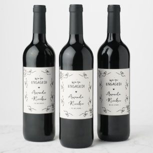 Étiquette Pour Bouteilles De Vin Fête de fiançailles aux noeuds fantaisistes à la f