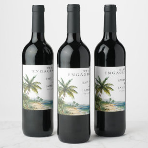 Étiquette Pour Bouteilles De Vin Fête de Fiançailles Moderne à l'Aquarelle sur la P