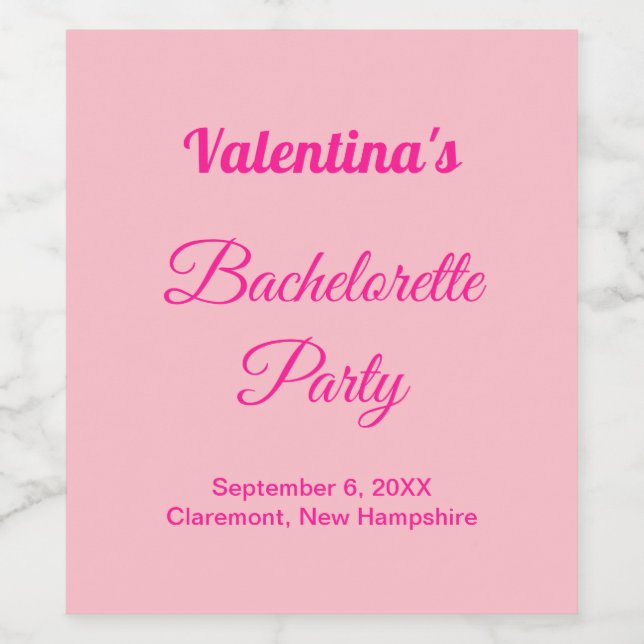 Étiquette Pour Bouteilles De Vin Fête de Fiançailles Rose Minimaliste à Base de Tex (Étiquettes simples)