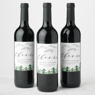 Étiquette Pour Bouteilles De Vin Fête de fin d'études dans une forêt en aquarelle