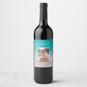 Étiquette Pour Bouteilles De Vin Fête de graduation de l'océan de la plage de photo