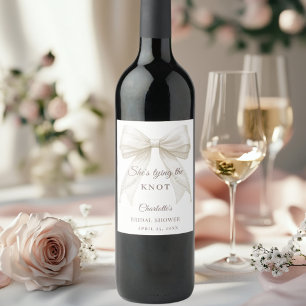 Étiquette Pour Bouteilles De Vin Fête de mariage avec noeud papillon en ivoire