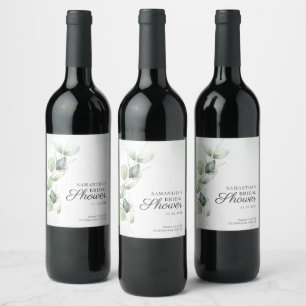Étiquette Pour Bouteilles De Vin Fête de mariage botanique avec verdure d'eucalyptu