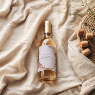 Étiquette Pour Bouteilles De Vin Fête de mariage champêtre aquarelle lavande