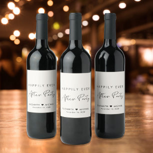 Étiquette Pour Bouteilles De Vin Fête de mariage chic Cream Happily Ever After