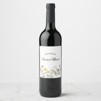 Étiquette Pour Bouteilles De Vin Fête de mariage minimaliste aux fleurs sauvages