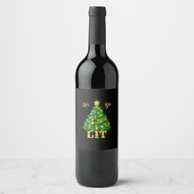 Étiquette Pour Bouteilles De Vin Fête de Noël (Devant)