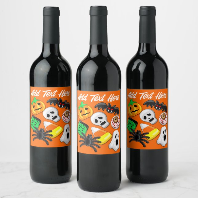 Étiquette Pour Bouteilles De Vin Fête des Candies Éffrayantes d'Halloween (Bouteilles)