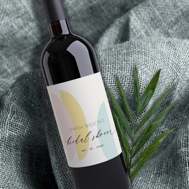 Étiquette Pour Bouteilles De Vin Fête des mariées d'aqua jaune Abstrait moderne (Créateur téléchargé)