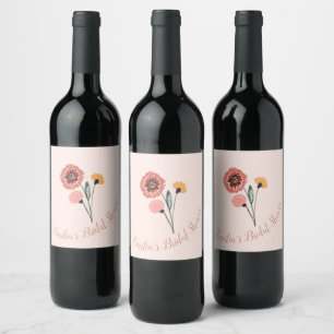 Étiquette Pour Bouteilles De Vin Fête des mariées d'art floral à fleurs sauvages