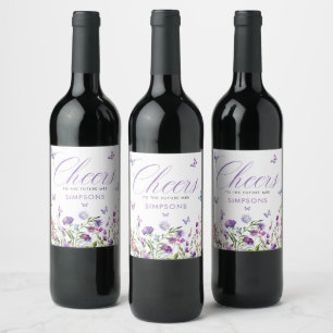 Étiquette Pour Bouteilles De Vin Fête des mariées de papillons moderne